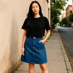 EST. 1946 Straight & Pencil Skirt Women's 22 Blue Denim Cotton Stretch Pockets